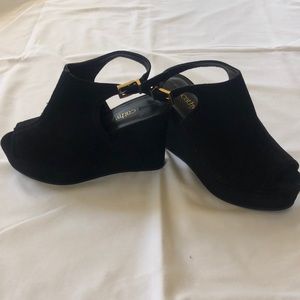 Cathy Jean black suede wedges